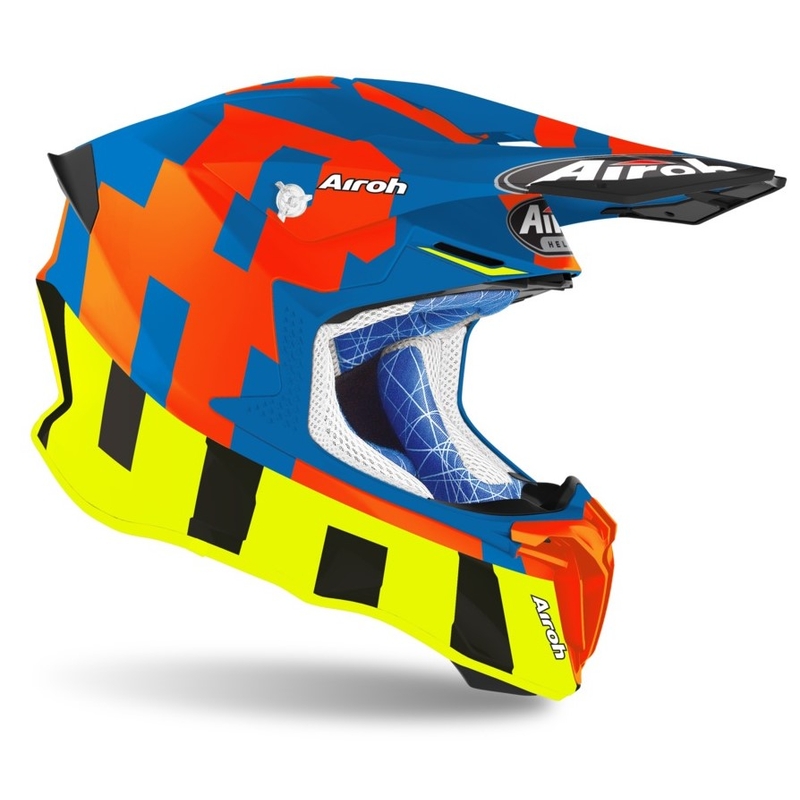 Motocross Helm Airoh Twist 2.0 Frame blau-orange-fluo gelb