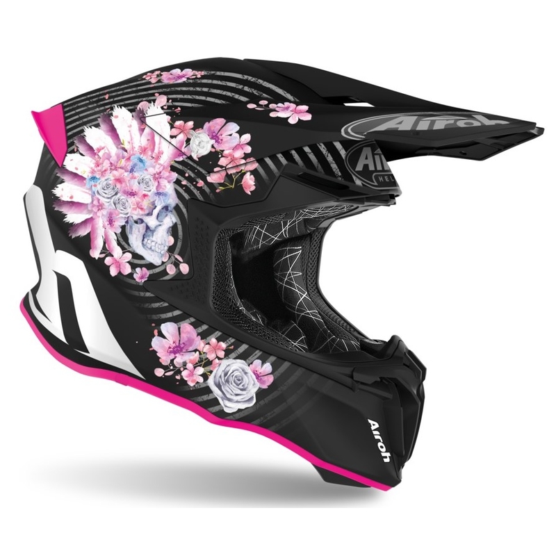 Motocross Helm Airoh Twist Mad schwarz und rosa