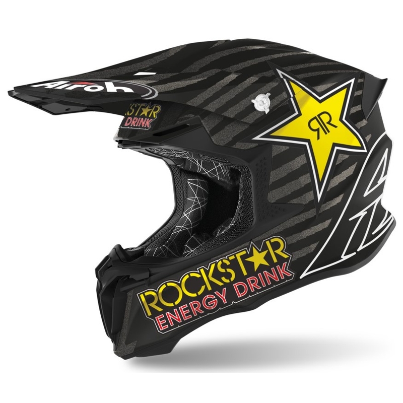 Motocross Helm Airoh Twist Rockstar 2021 schwarz-weiß-gelb Ausverkauf