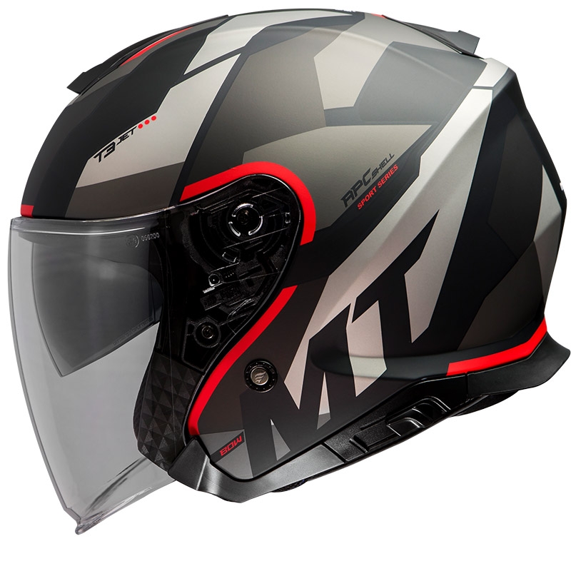 Offener Motorradhelm MT Thunder 3 SV Bow Schwarz-Grau-Rot