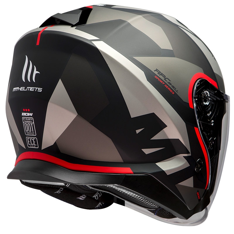 Offener Motorradhelm MT Thunder 3 SV Bow Schwarz-Grau-Rot