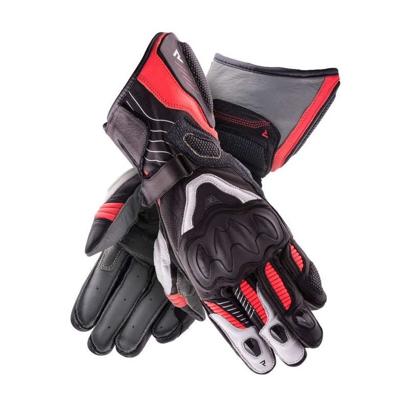 Women's Rebelhorn Rebel Schwarz-Weiß-Fluo Rot Motorradhandschuhe Ausverkauf