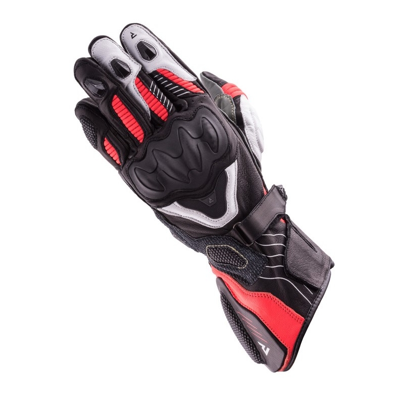Women's Rebelhorn Rebel Schwarz-Weiß-Fluo Rot Motorradhandschuhe Ausverkauf