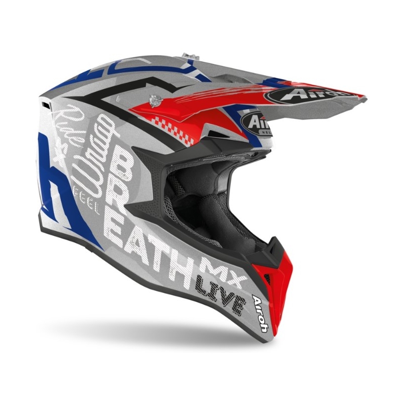Motocross Helm Airoh Wraap Street grau-blau-rot