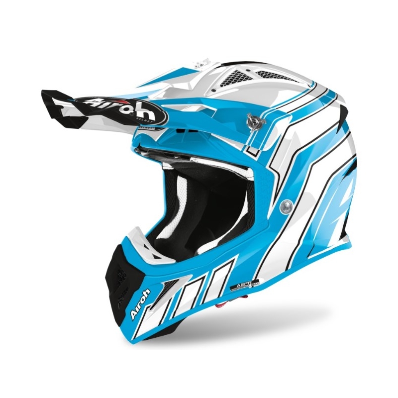 Motocross Helm Airoh Aviator Ace Art blau und weiß 2021