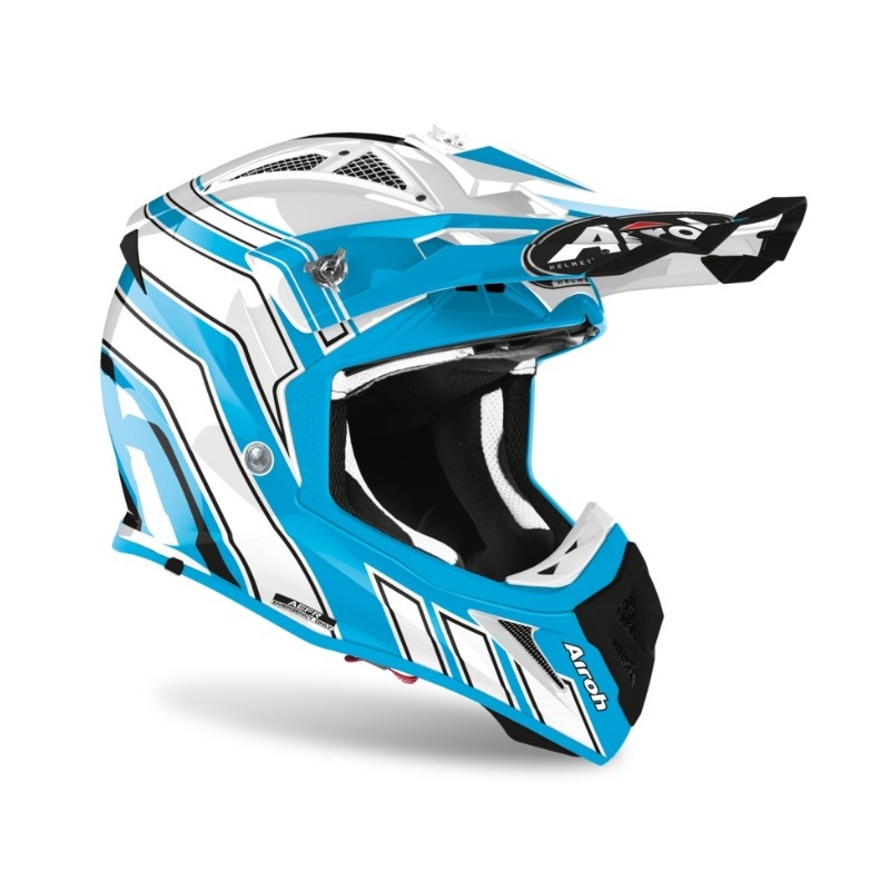 Motocross Helm Airoh Aviator Ace Art blau und weiß 2021