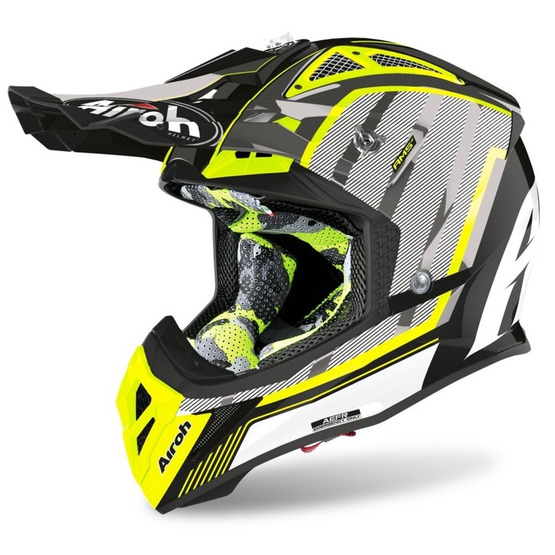 Motocross Helm Airoh Aviator Glow 2.3 AMS2 gelb-schwarz-grau