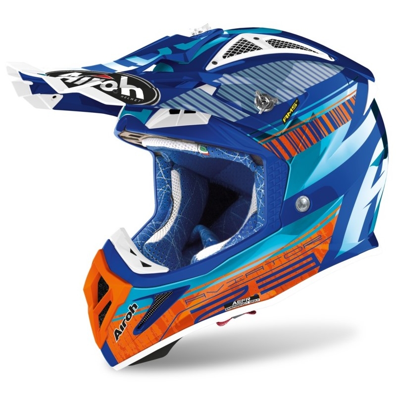 Motocross Helm Airoh Aviator Novak 2.3 AMSS türkis-orange-blau
