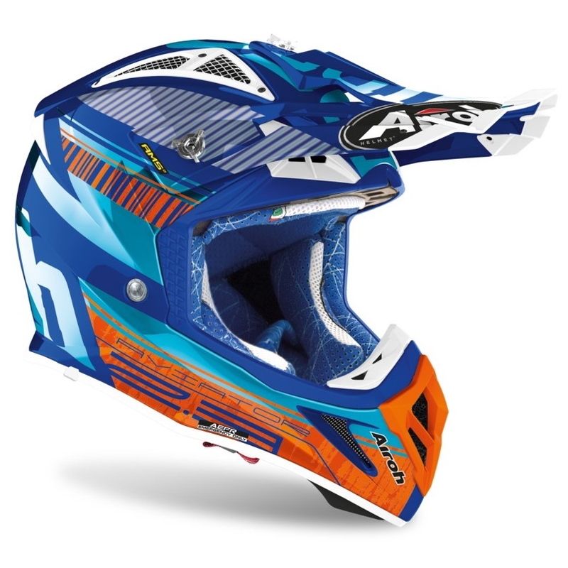 Motocross Helm Airoh Aviator Novak 2.3 AMSS türkis-orange-blau