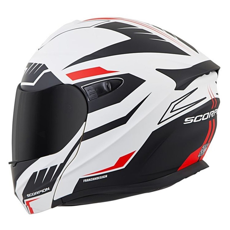 Scorpion EXO-920 Shuttle schwarz-weiß-rot Tip-up Helm Ausverkauf