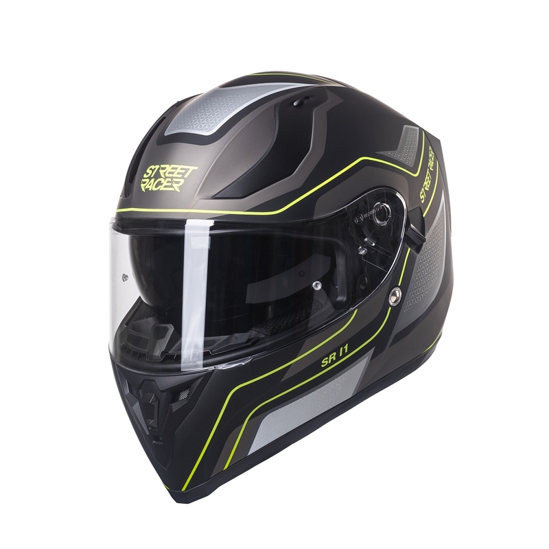 Integral Motorradhelm Street Racer SR I1 schwarz-grau fluo gelb - Klasse II