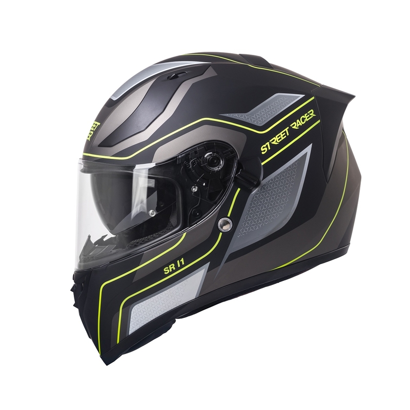 Integral Motorradhelm Street Racer SR I1 schwarz-grau fluo gelb - Klasse II