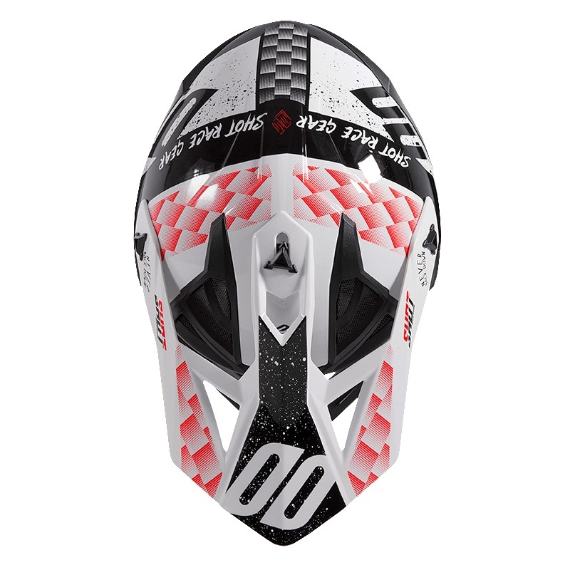 Motocross-Helm Shot Lite Rush schwarz-weiß-rot