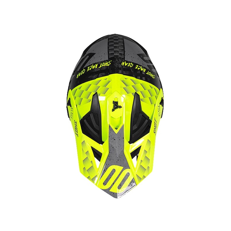 Motocross-Helm Shot Lite Rush Carbon schwarz-grau-fluorgelb
