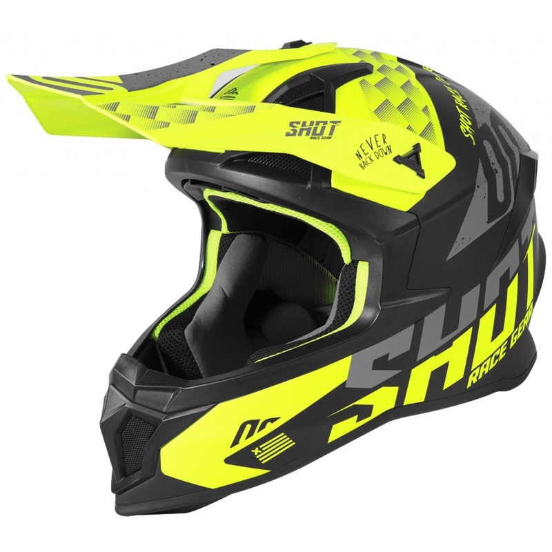 Motocross Helm Shot Lite Rush schwarz-grau-fluo gelb