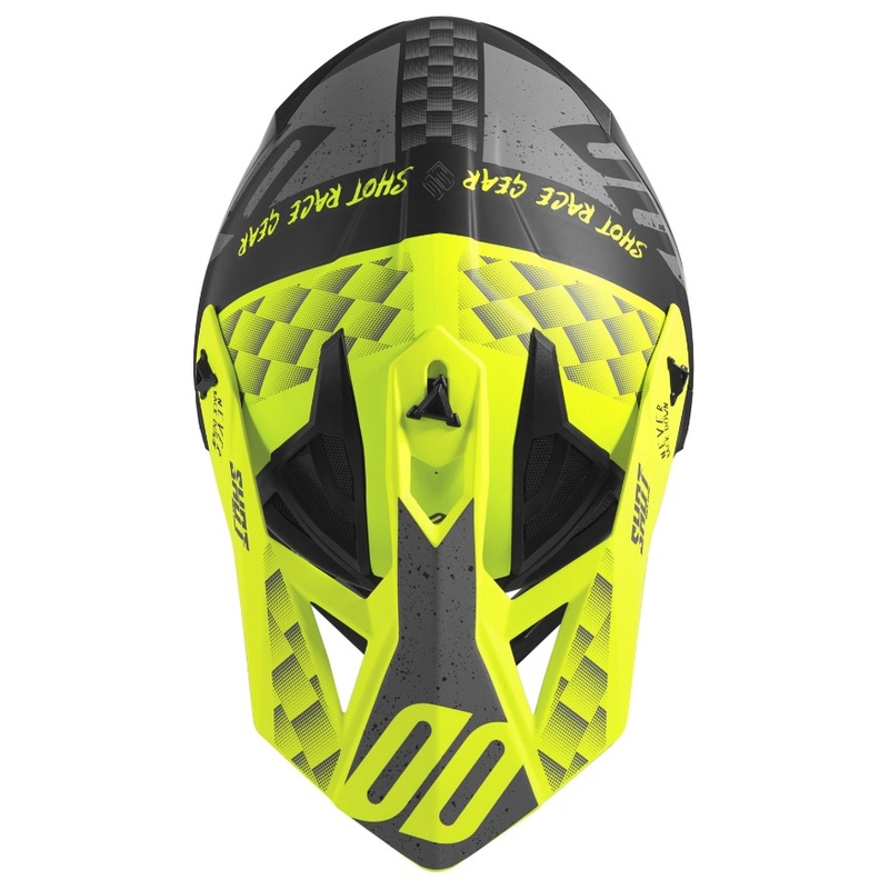 Motocross Helm Shot Lite Rush schwarz-grau-fluo gelb