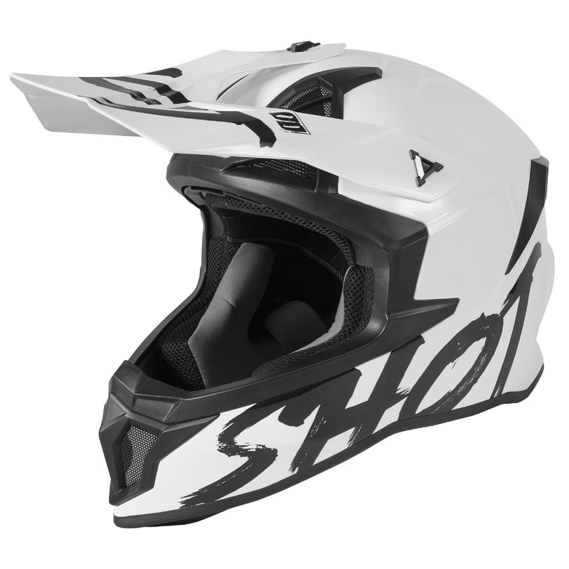 Motocross-Helm Shot Lite Uni Solid White Gloss Ausverkauf