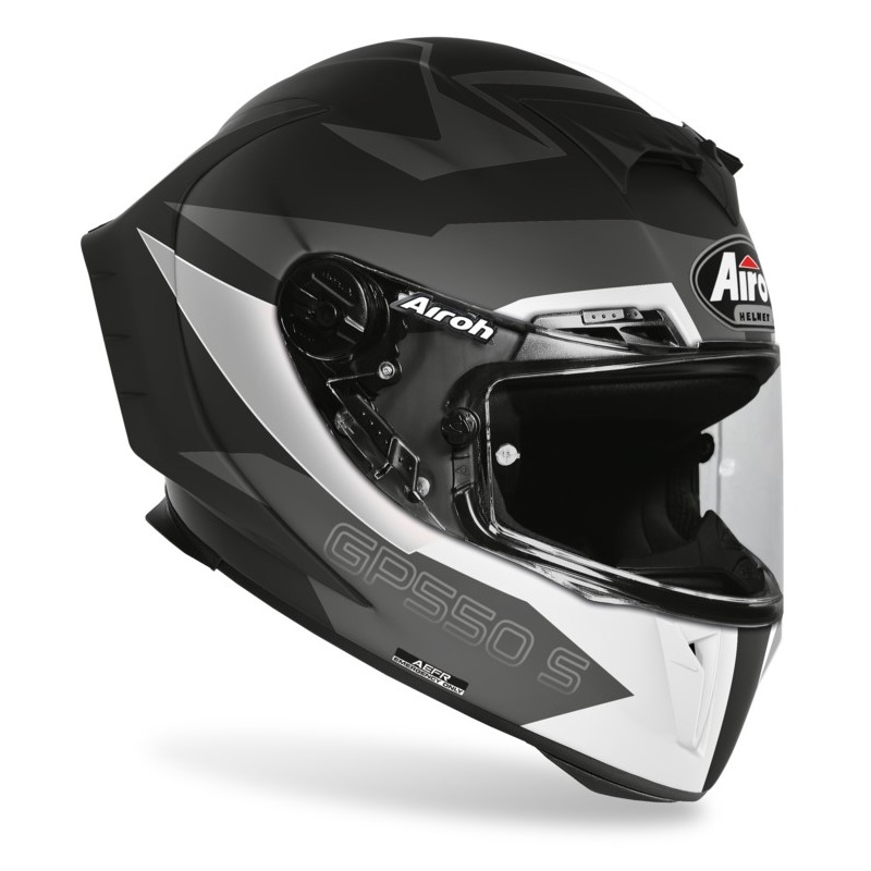 Integralhelm Airoh GP 550S Vector schwarz-weiß-silber