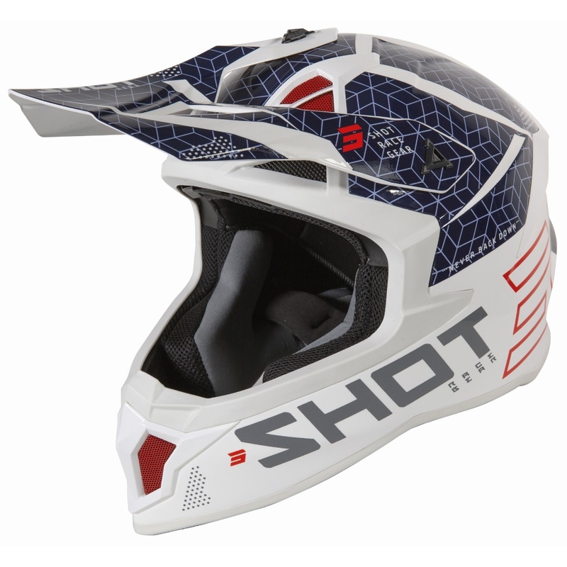 Motocross-Helm Shot Lite Core weiß-blau-rot