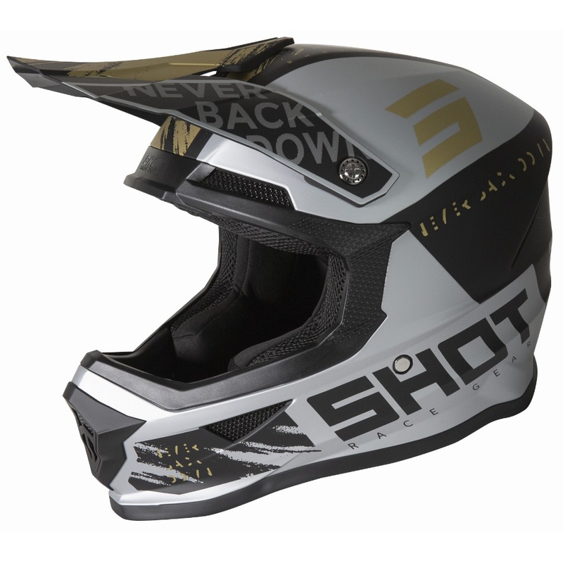Motocross Helm Shot Furious Draw schwarz-silber-gold