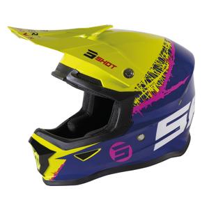 Kinder Motocross-Helm Shot Furious Storm blau-gelb-rosa