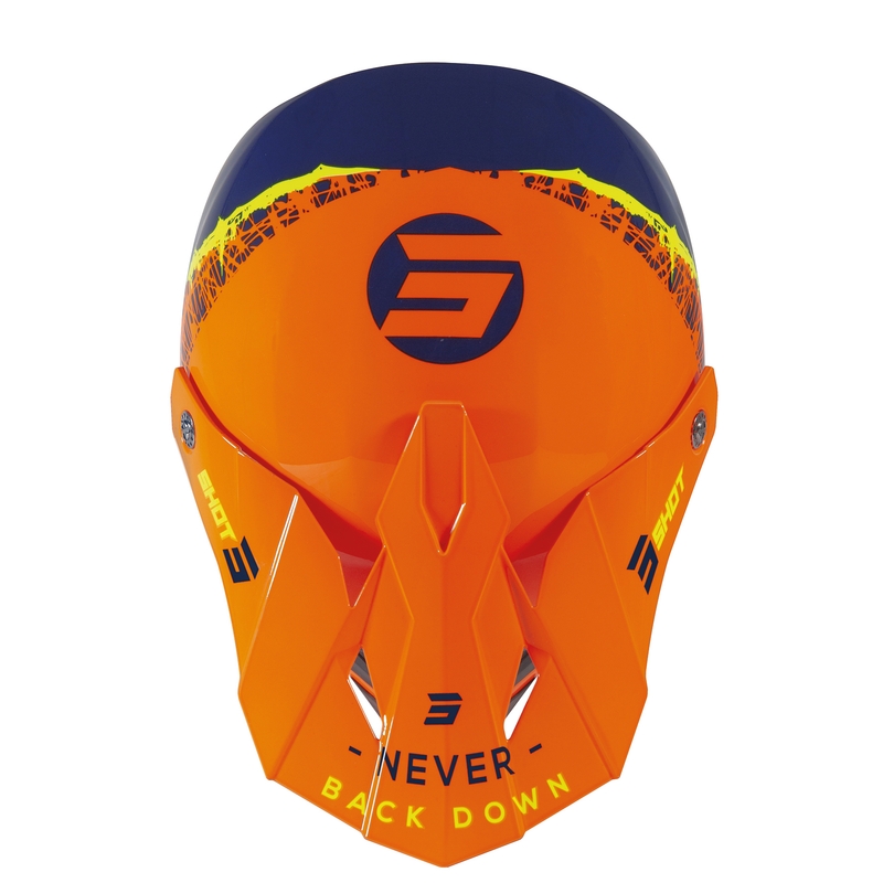 Kinder Motocross Helm Shot Furious Storm orange-gelb-blau Ausverkauf