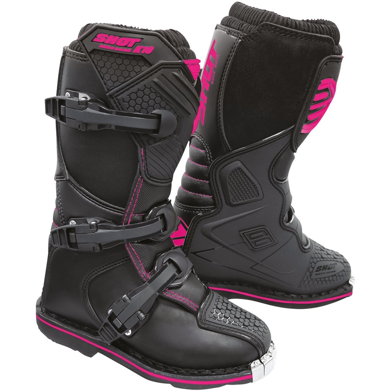 Kinder-Motorradstiefel Shot K10 2.0 Schwarz und Rosa Ausverkauf