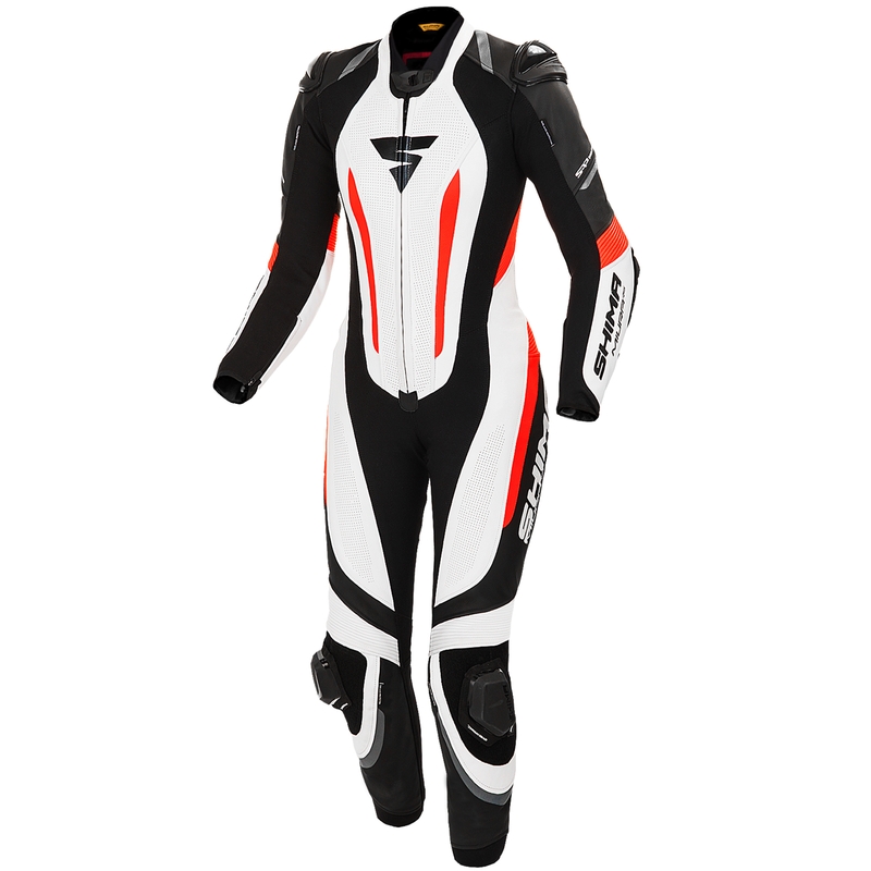 Damen-Einteiler Shima Miura RS weiß-schwarz-fluorrot