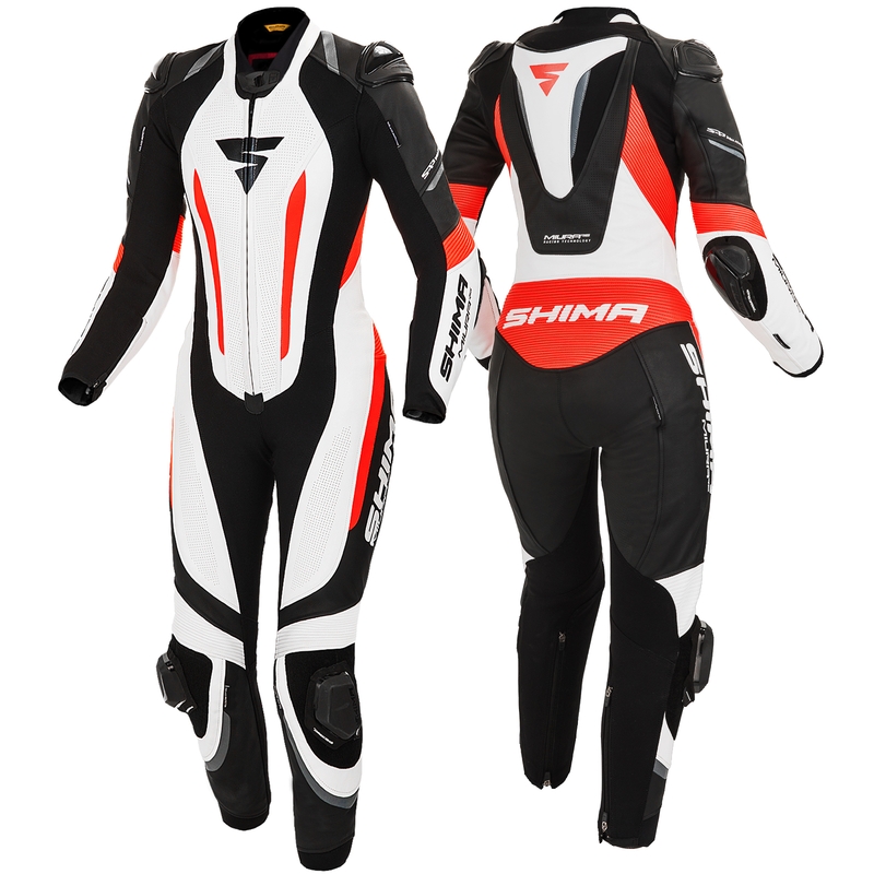 Damen-Einteiler Shima Miura RS weiß-schwarz-fluorrot