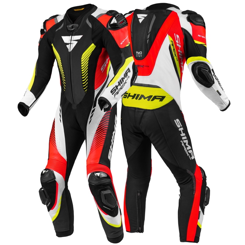 Einteiliger Overall Shima Apex RS schwarz-weiß-rot-fluorgelb Ausverkauf