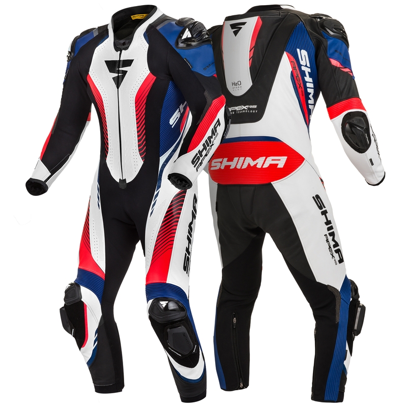 Einteilige Latzhose Shima Apex RS schwarz-weiß-blau-fluorrot sale Ausverkauf