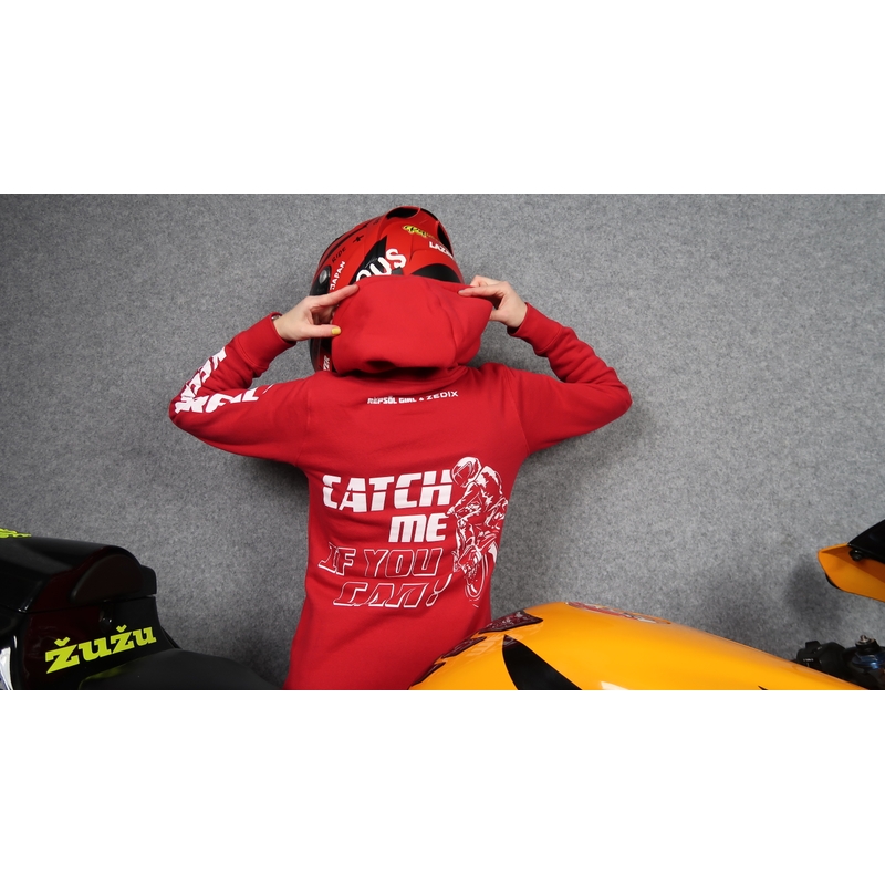 Damen-Kapuzenpullover Catch me if you can rot Ausverkauf