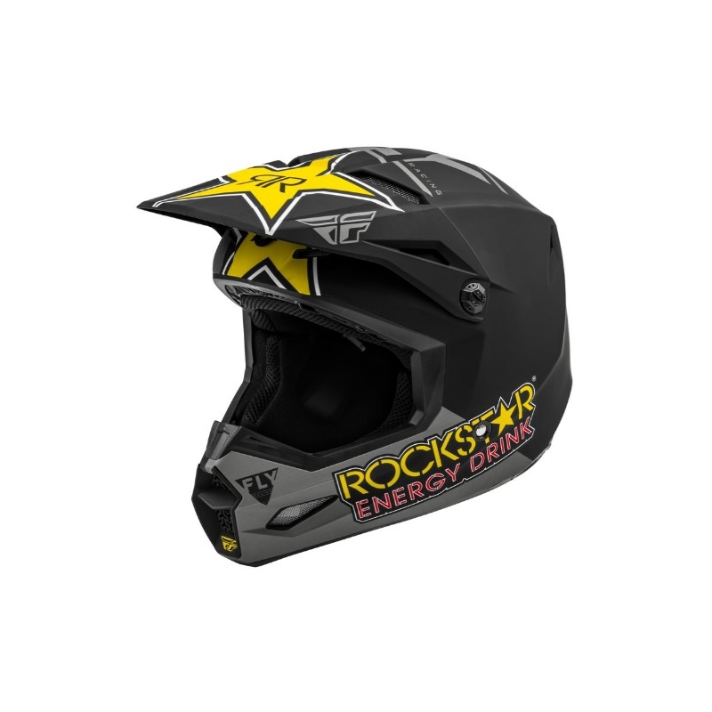 Motocross-Helm FLY Racing Kinetic Rockstar grau-schwarz-gelb