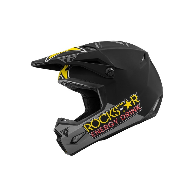 Motocross-Helm FLY Racing Kinetic Rockstar grau-schwarz-gelb