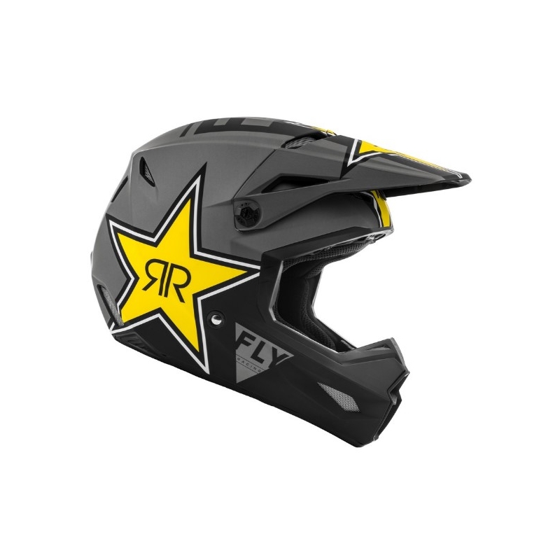 Motocross-Helm FLY Racing Kinetic Rockstar grau-schwarz-gelb