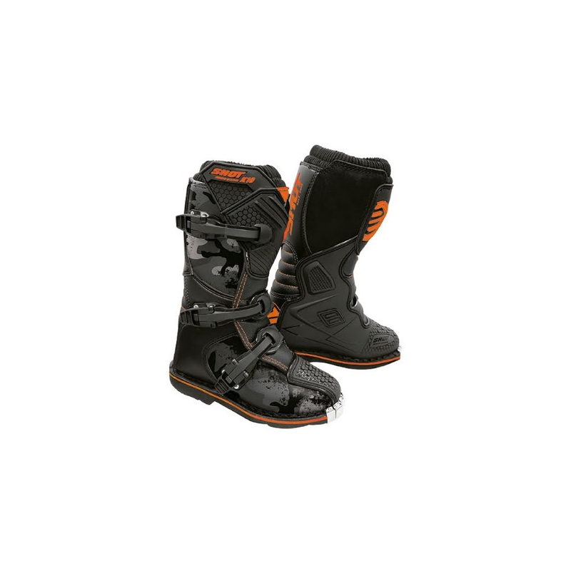Kinder Motorradstiefel Shot K10 2.0 schwarz-camo-fluo orange Ausverkauf