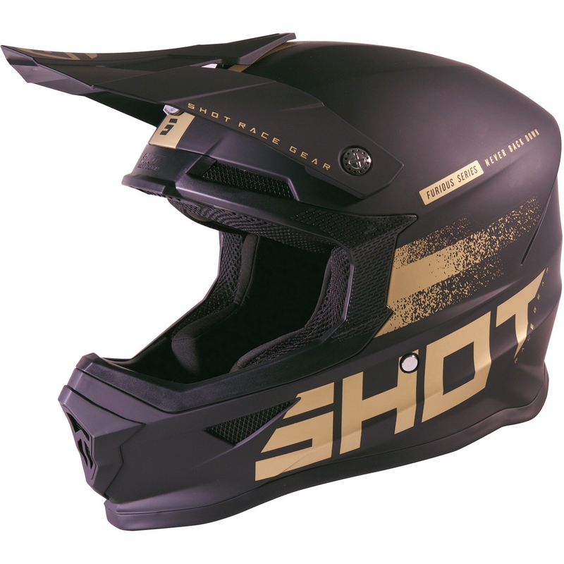 Motocross Helm Shot Furious Raw 2.0 schwarz-gold Ausverkauf
