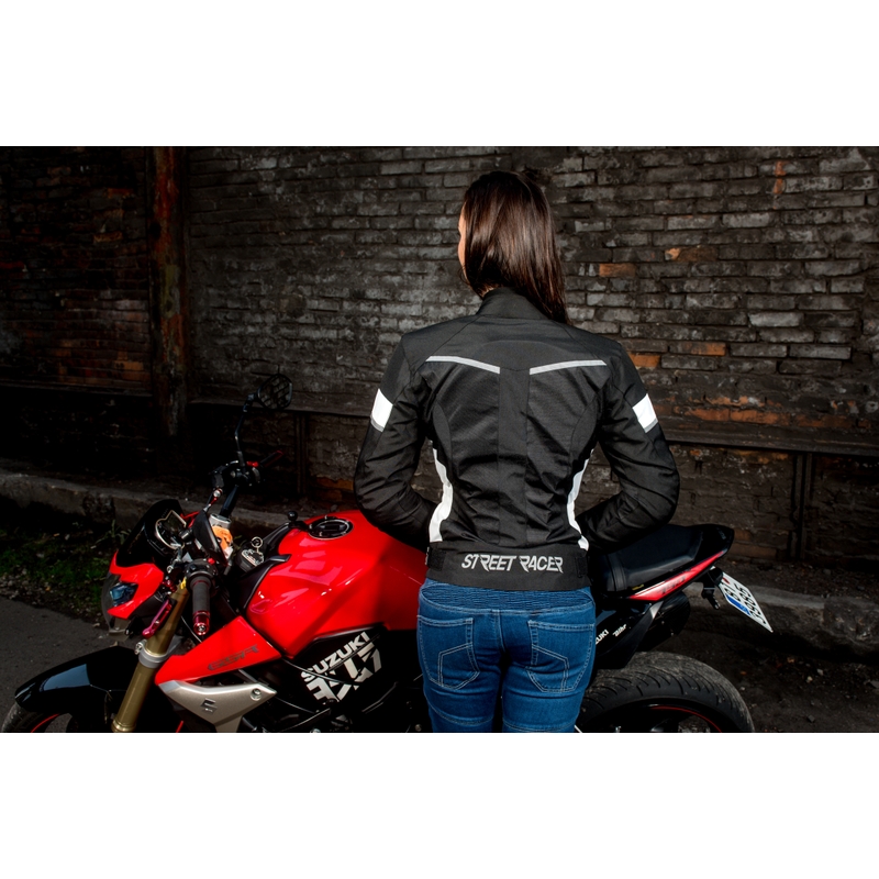 Damen Motorradjacke Street Racer Betty schwarz und weiß - II. Qualität