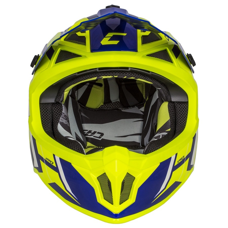 Motocross Helm Cassida Cross Pro II Contra fluo gelb-blau-weiß