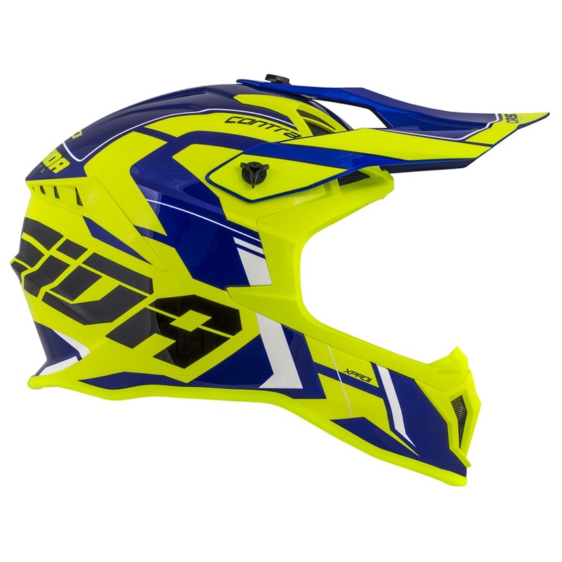 Motocross Helm Cassida Cross Pro II Contra fluo gelb-blau-weiß