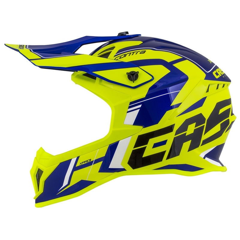 Motocross Helm Cassida Cross Pro II Contra fluo gelb-blau-weiß