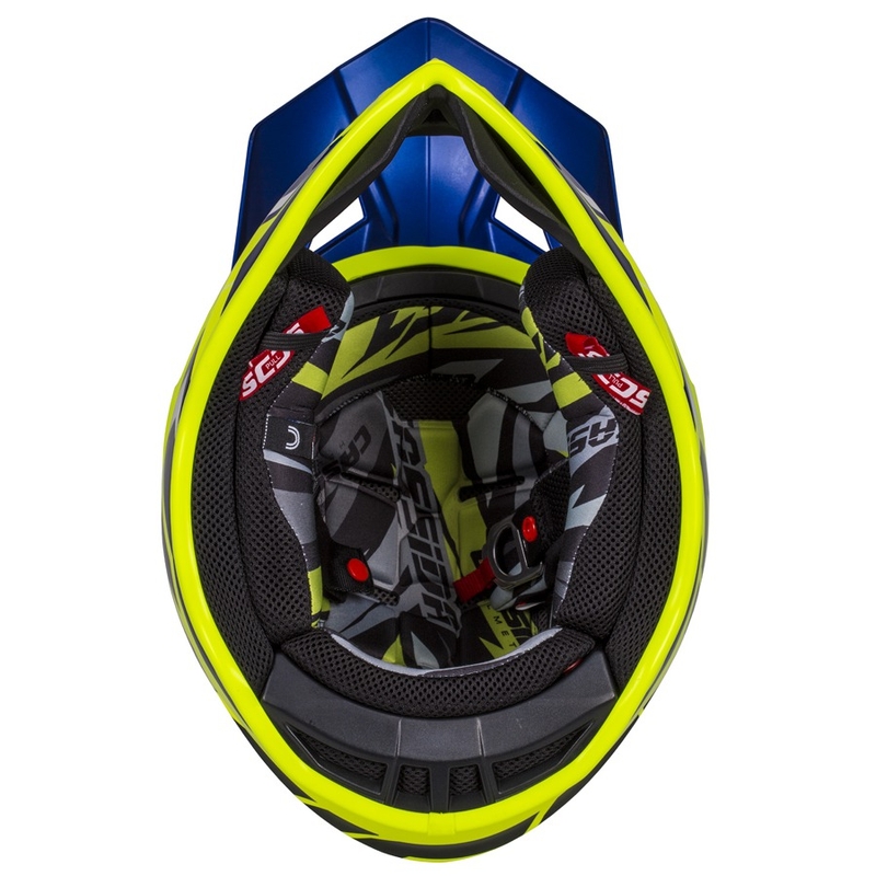 Motocross Helm Cassida Cross Pro II Contra fluo gelb-blau-weiß