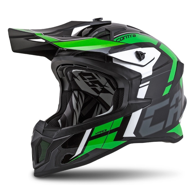 Cassida Cross Pro II Contra Motocross-Helm schwarz-grau-weiß-grün