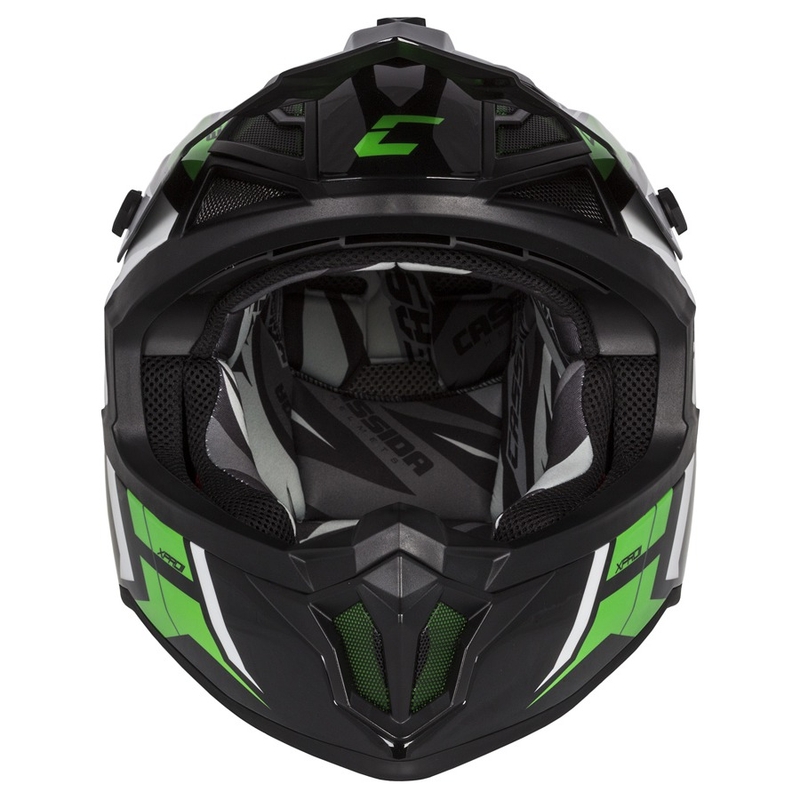 Cassida Cross Pro II Contra Motocross-Helm schwarz-grau-weiß-grün