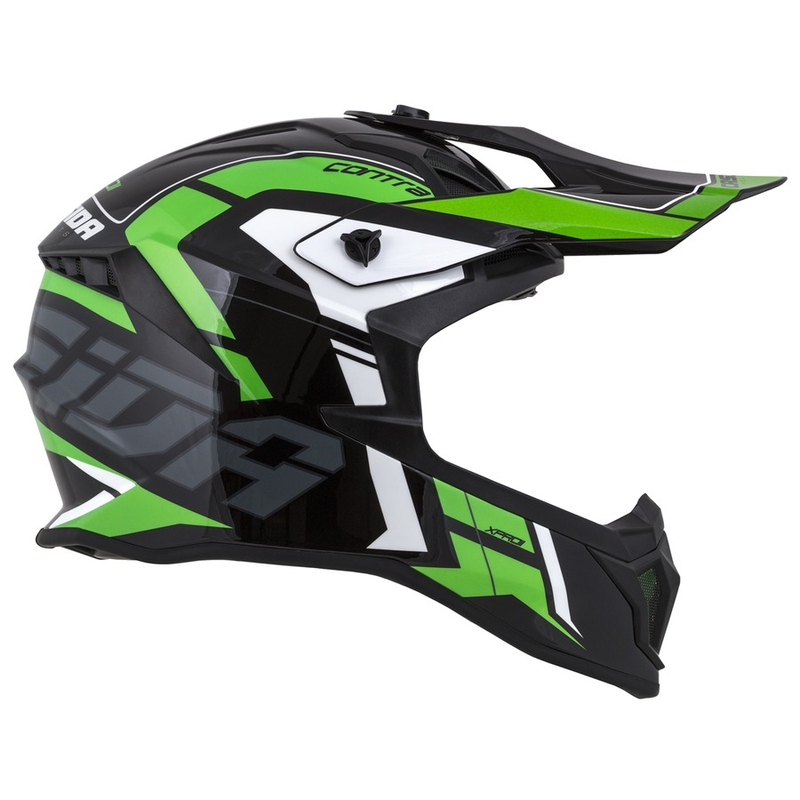 Cassida Cross Pro II Contra Motocross-Helm schwarz-grau-weiß-grün