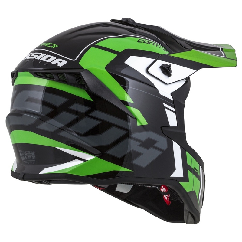 Cassida Cross Pro II Contra Motocross-Helm schwarz-grau-weiß-grün
