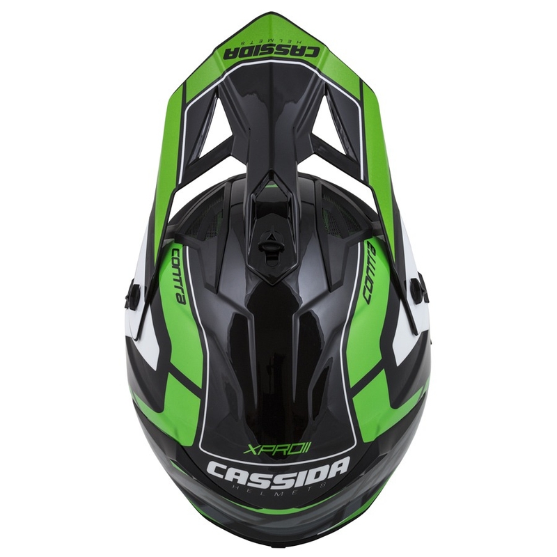 Cassida Cross Pro II Contra Motocross-Helm schwarz-grau-weiß-grün
