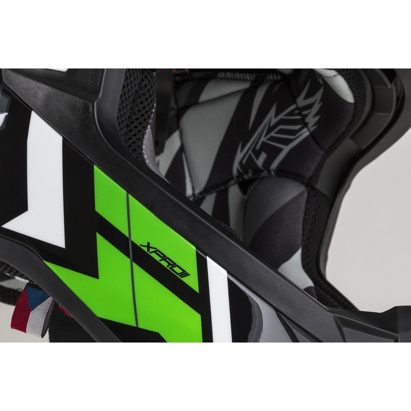 Cassida Cross Pro II Contra Motocross-Helm schwarz-grau-weiß-grün