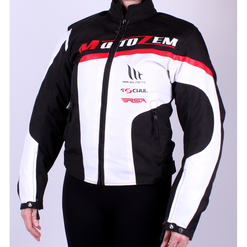 Women's MotoZem Edition Schwarz-Weiß Motorradjacke Ausverkauf