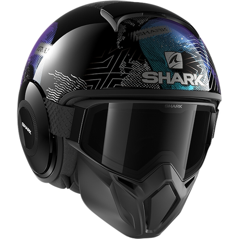 Offener Helm SHARK STREET-DRAK Krull schwarz-grün-lila